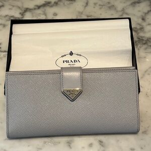 PRADA Large Saffiano Leather Wallet - NEVER USED - Blue